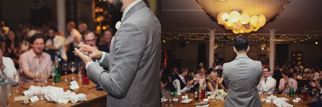 Quirky Wedding Photography of groom delivering speech