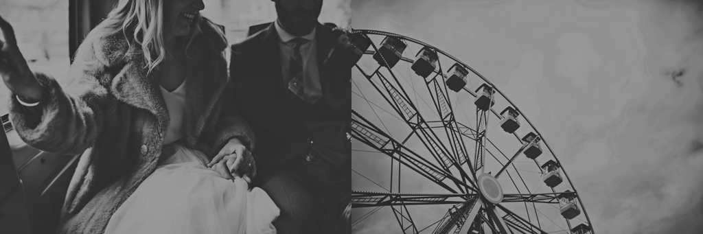 Alternative wedding portrait with big wheel Portsmouth 