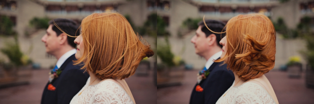 Beautiful red haired bride with groom Cool London wedding