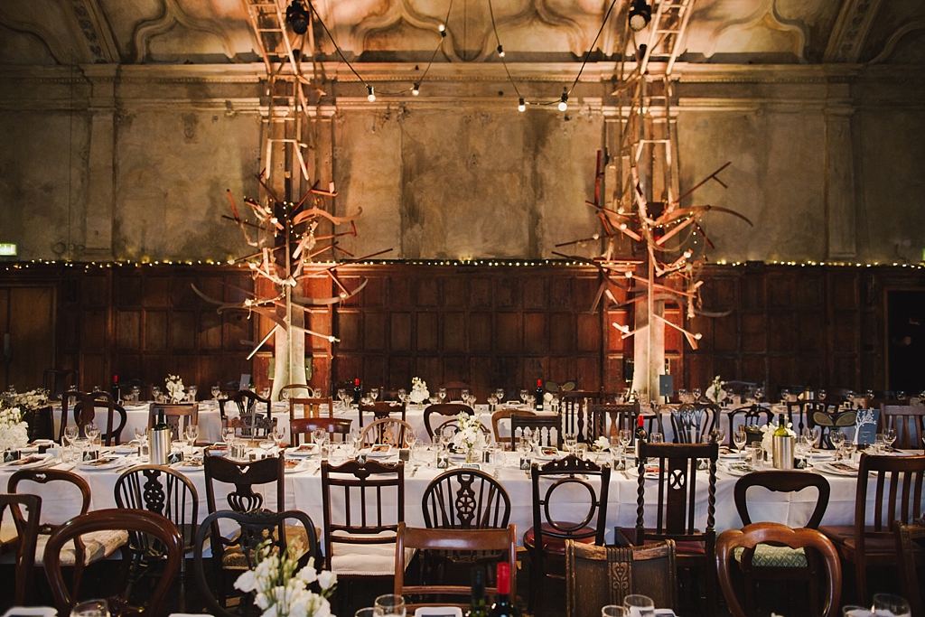 Reception set up at a Battersea Arts Centre Wedding by Lisa Jane Photography