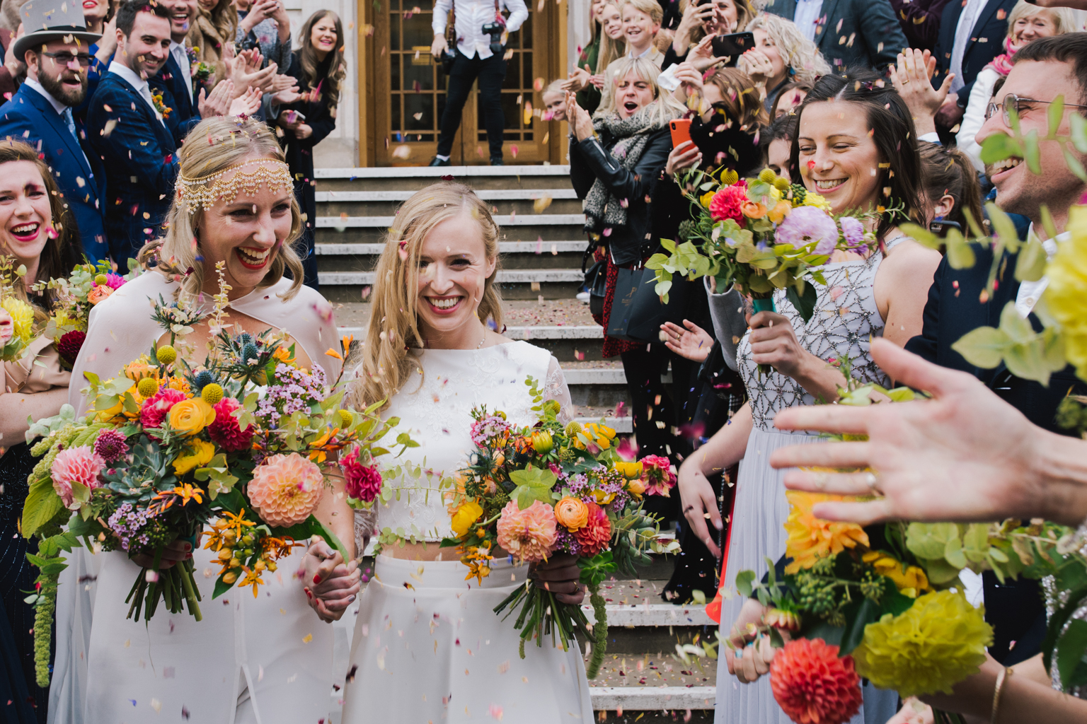 Confetti at hackney Town Hall Wedding by Lisa Jane Photography
