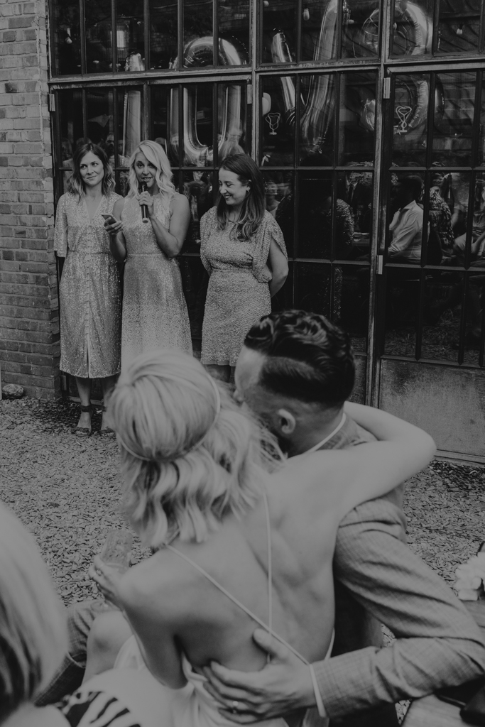 Speeches at London brewery wedding by Lisa Jane Photography