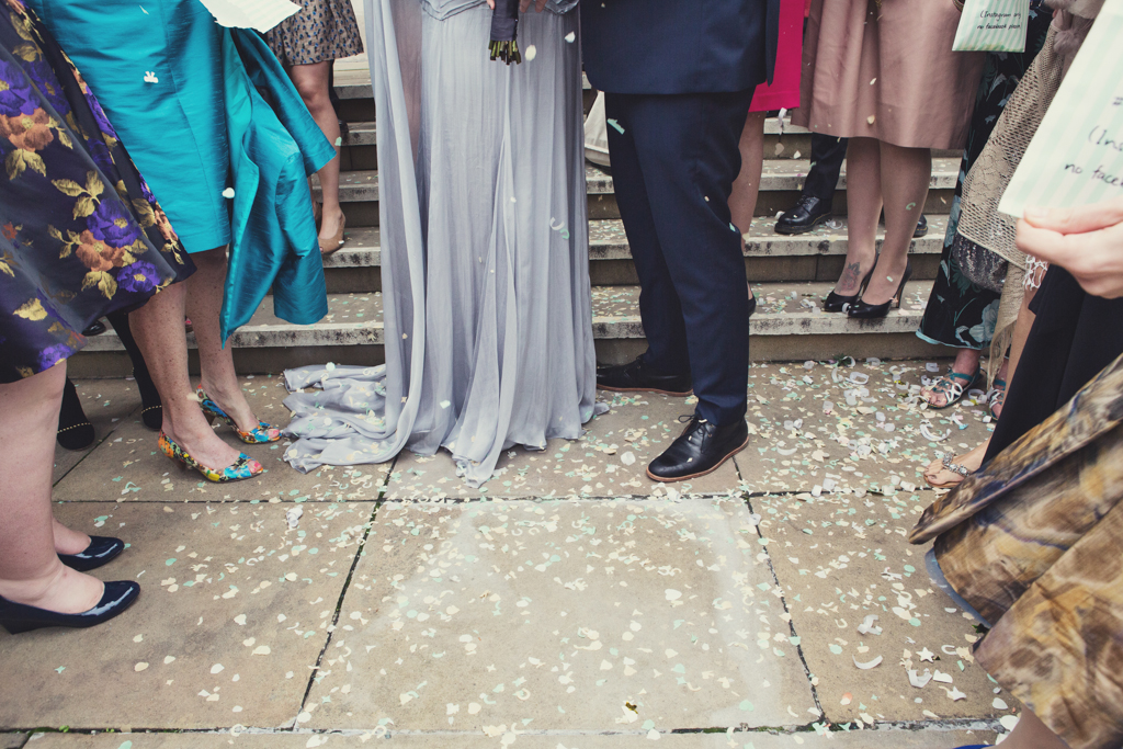 Silver wedding dress confetti