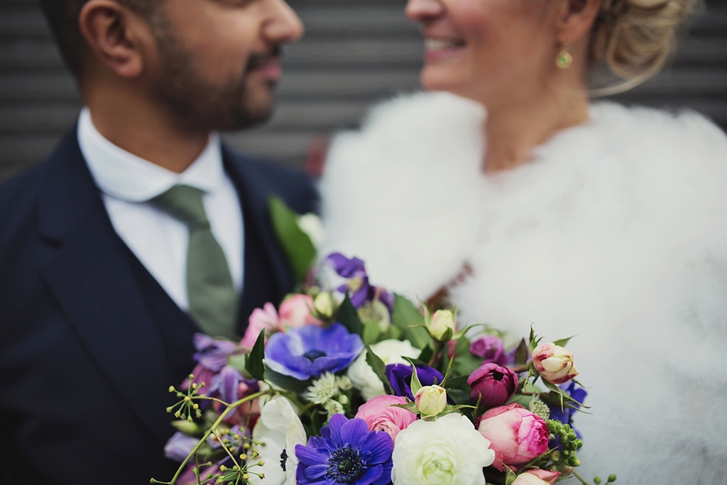Floral wedding portrait London