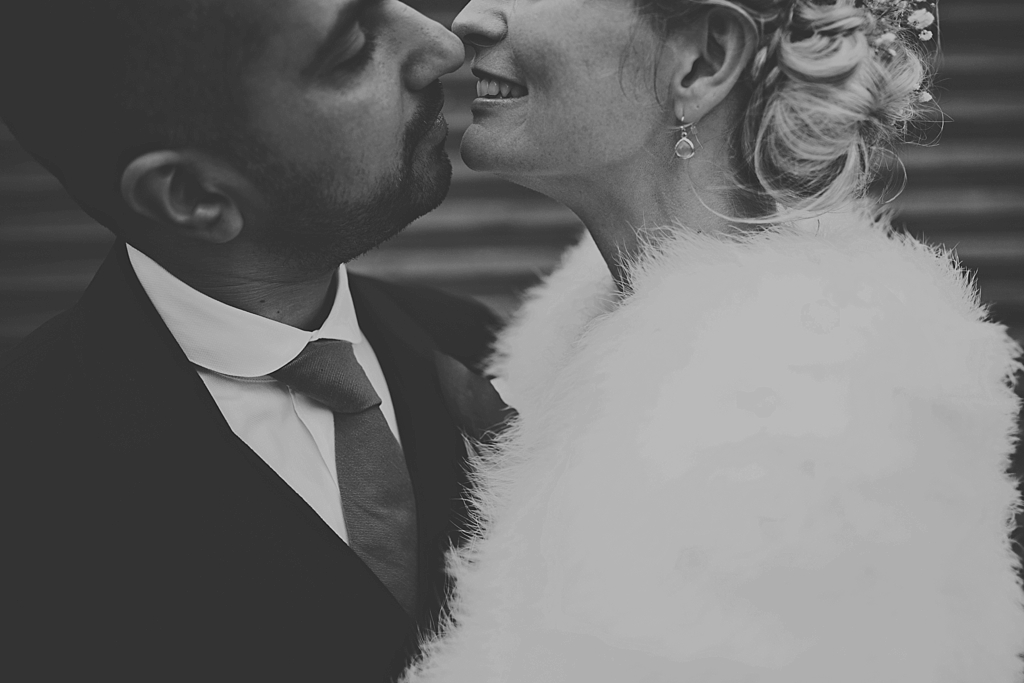 Intimate winter wedding portrait London