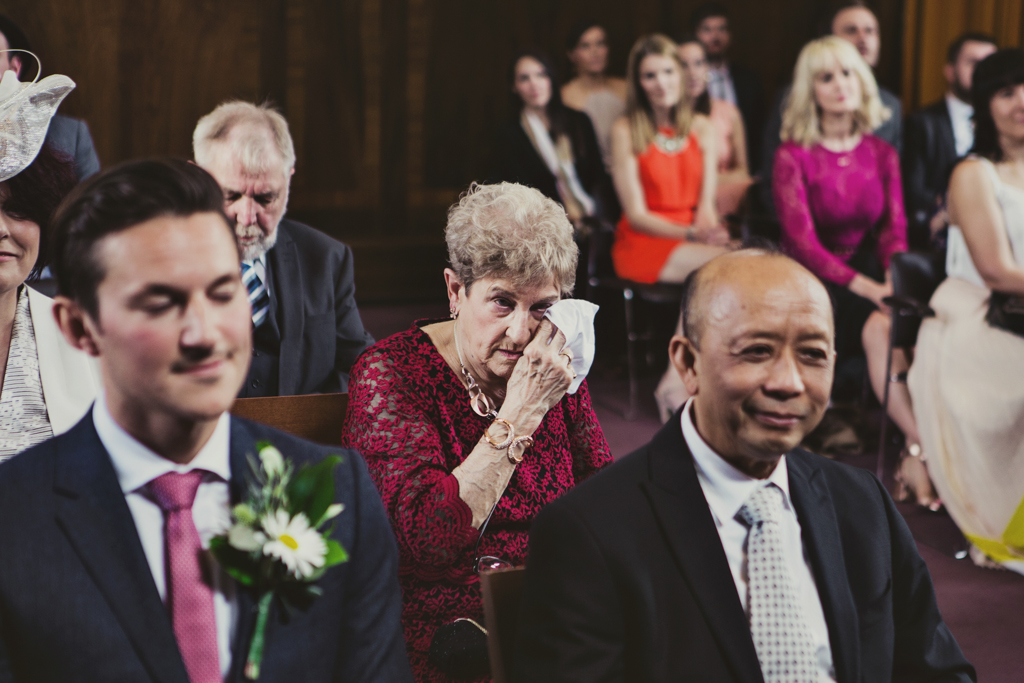 gran crying at wedding at Stoke Newington Town Hall wedding