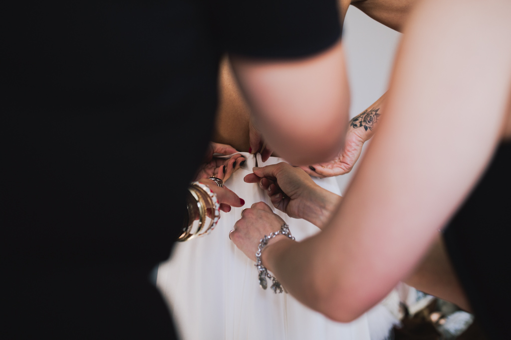 Bride getting ready at Shoreditch Studio Wedding | Lisa Jane Photography | Creative London Wedding Photography