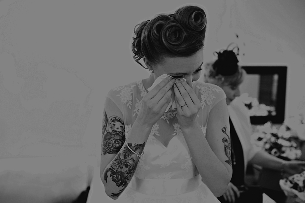 Bride crying at a Northbrook Park Wedding | Lisa Jane Photography | Alternative London Wedding Photography