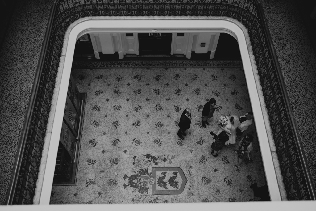 Bride walking into Brighton Town Hall | Lisa Jane Photography | Modern Documentary Wedding Photography