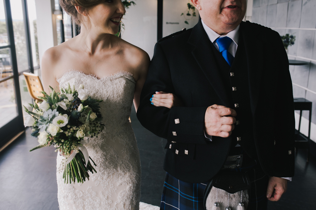 Bride and her dad having a moment before her Ace Hotel Wedding | Lisa Jane Photography | Modern London Wedding Photography
