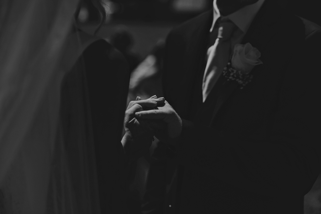 Bride and Groom holding hands at an Italian Wedding | Lisa Jane Photography | Modern London Wedding Photography