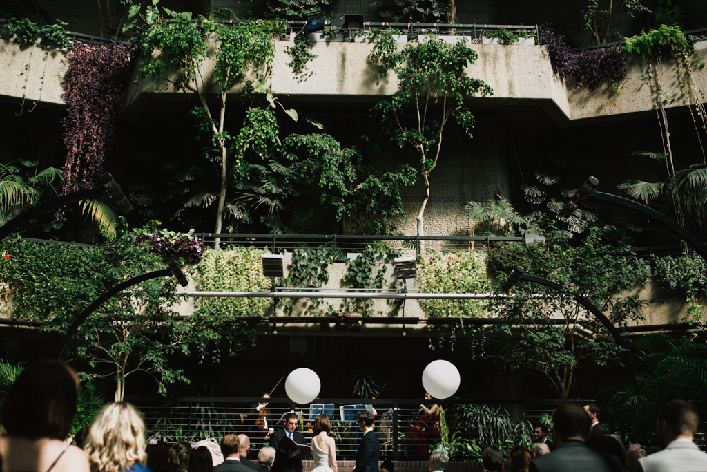 Wedding ceremony at The Barbican Conservatory | Lisa Jane Photography | Modern London Wedding Photography