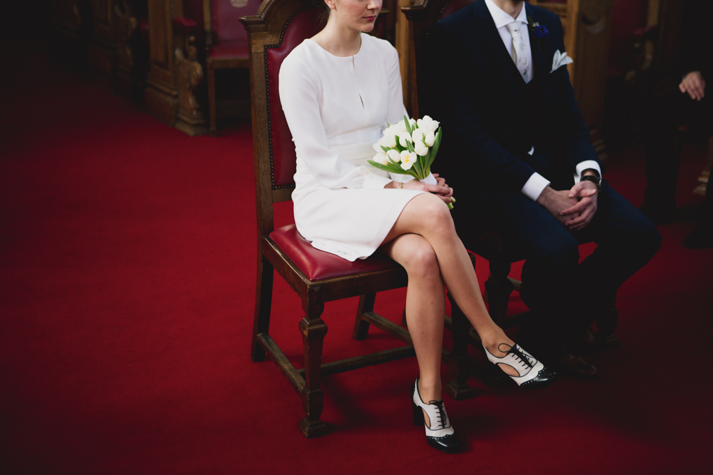 Bride and groom at an Islington Town Hall Wedding Ceremony | Lisa Jane Photography | Modern London Wedding Photography