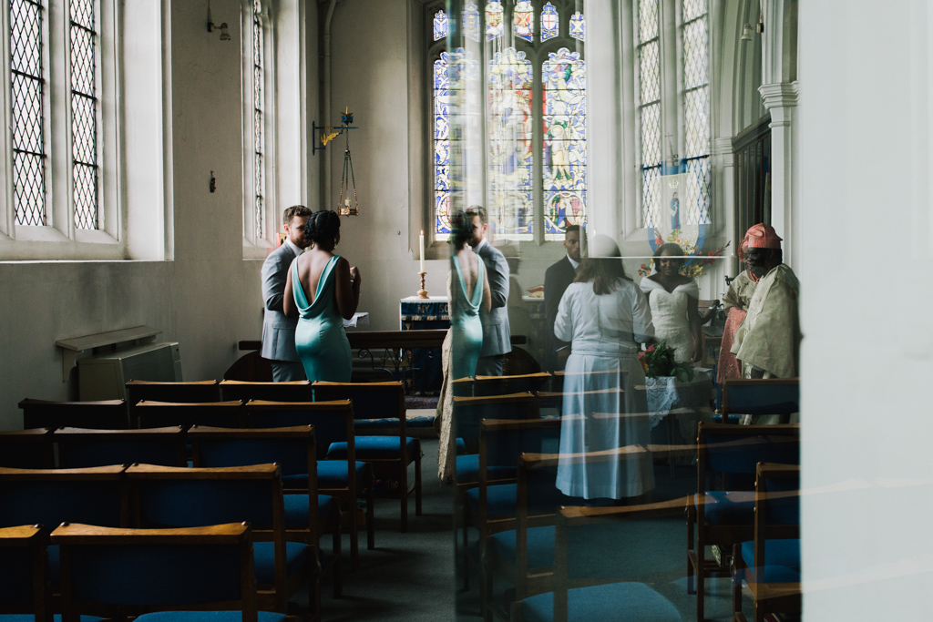 waiting to sign the register at a London Church wedding | Lisa Jane Photography | Modern London Wedding Photography