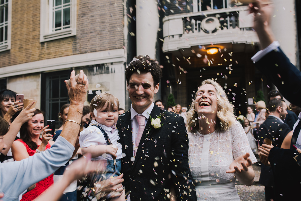 Confetti outside Stoke Newington Town Hall | Lisa Jane Photography | Modern London Wedding Photography