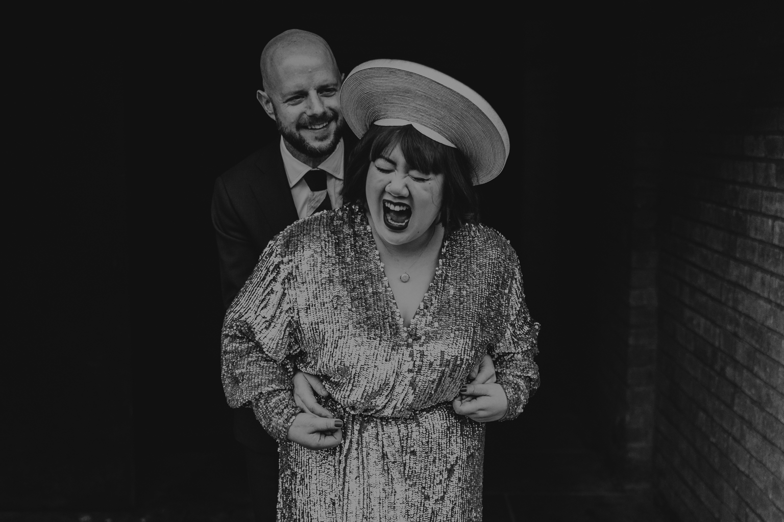 Bride adn groom laughing at South London Wedding by Lisa Jane Photography