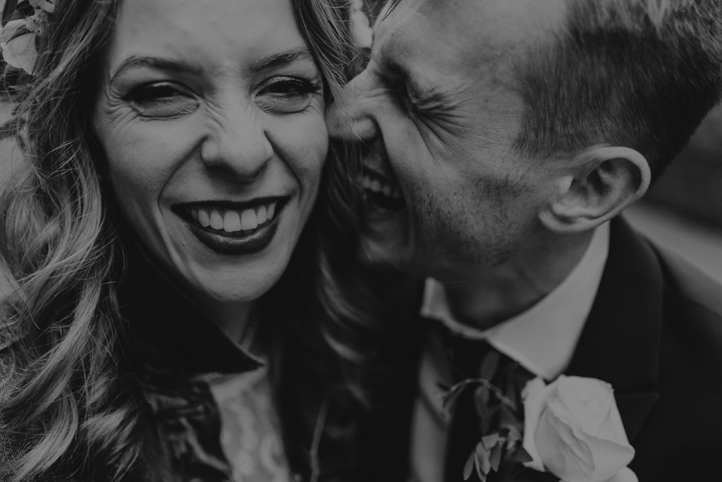 Bride & groom laughing | Shoreditch Studios Wedding | Modern Wedding Photography