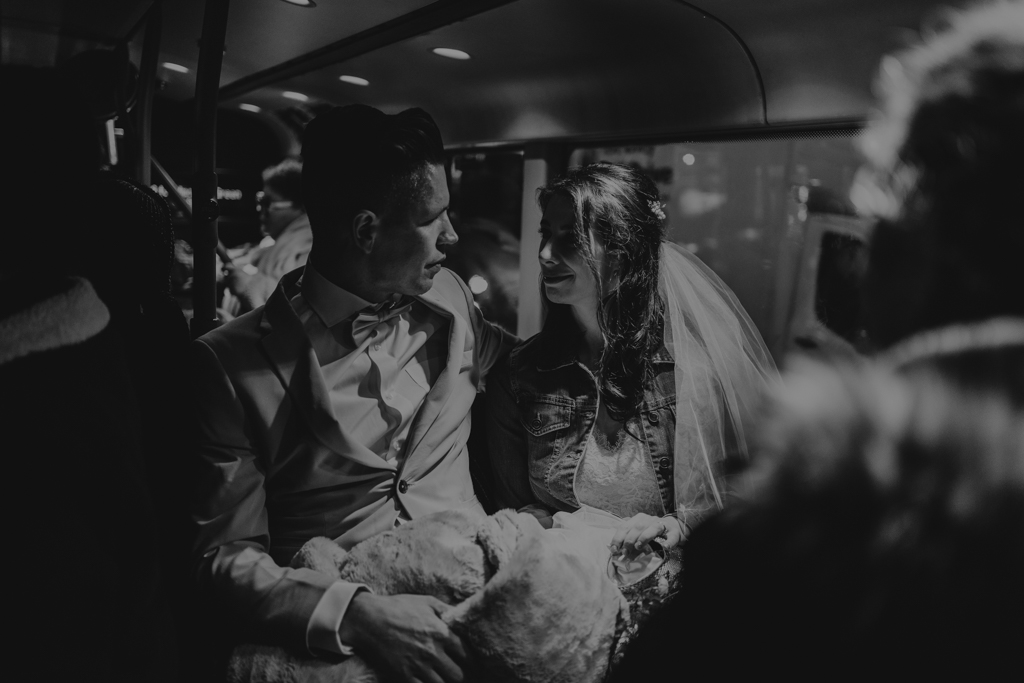 wedding day bus ride through shoreditch by Lisa Jane Photography